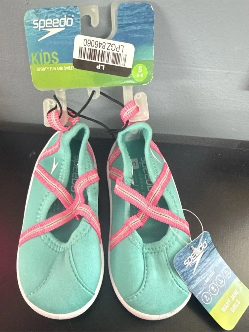 Speedo Girls Teal Water Shoes with Pink Straps